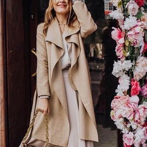 Chicwish FREE MYSELF OPEN FRONT WOOL-BLEND COAT IN SAND